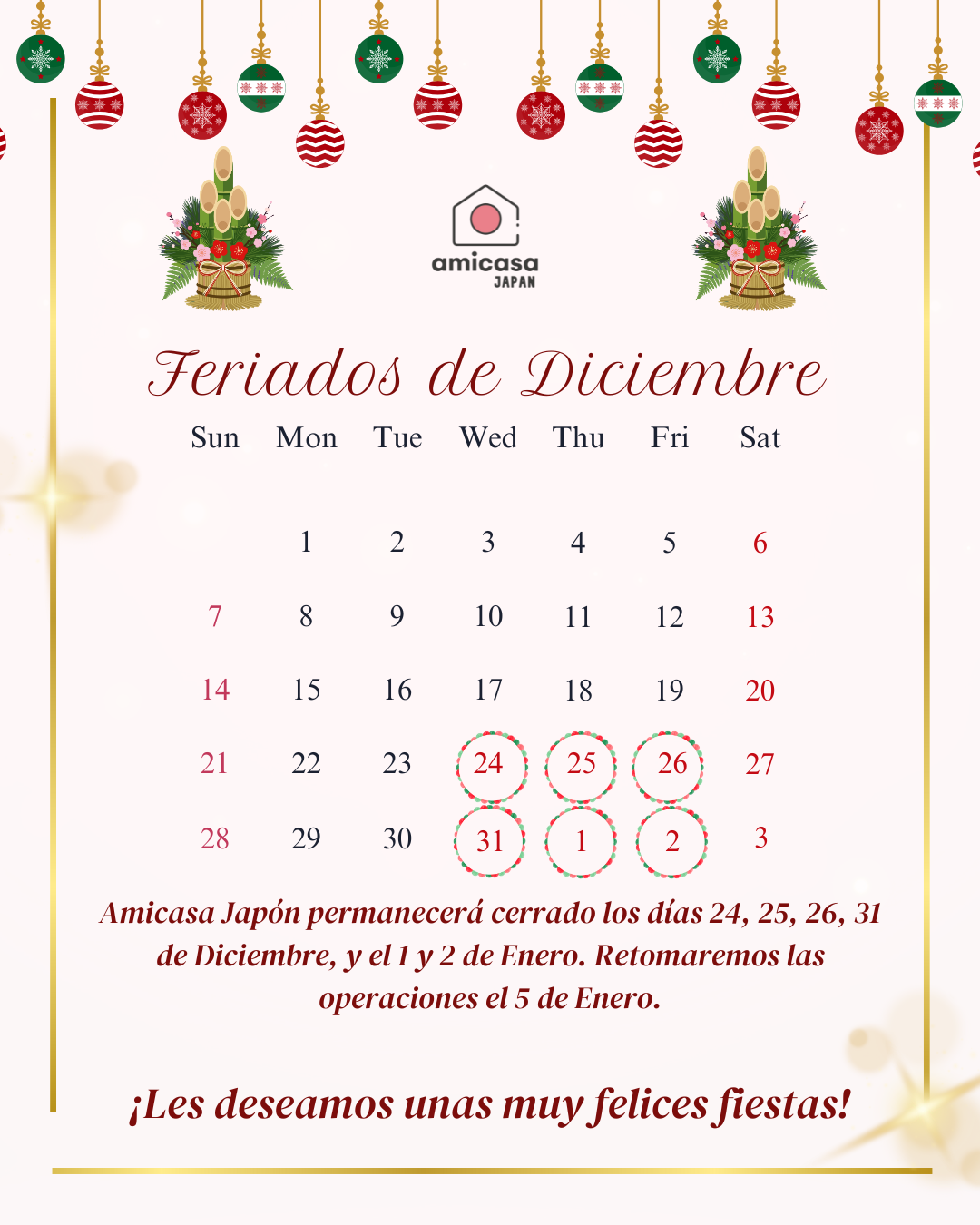 Horario especial Navidad y Año Nuevo 🎄🎆