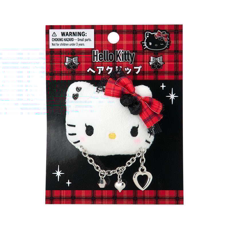 Face-shaped hair clip (Sweet Rock 'n' Check) -Hello Kitty